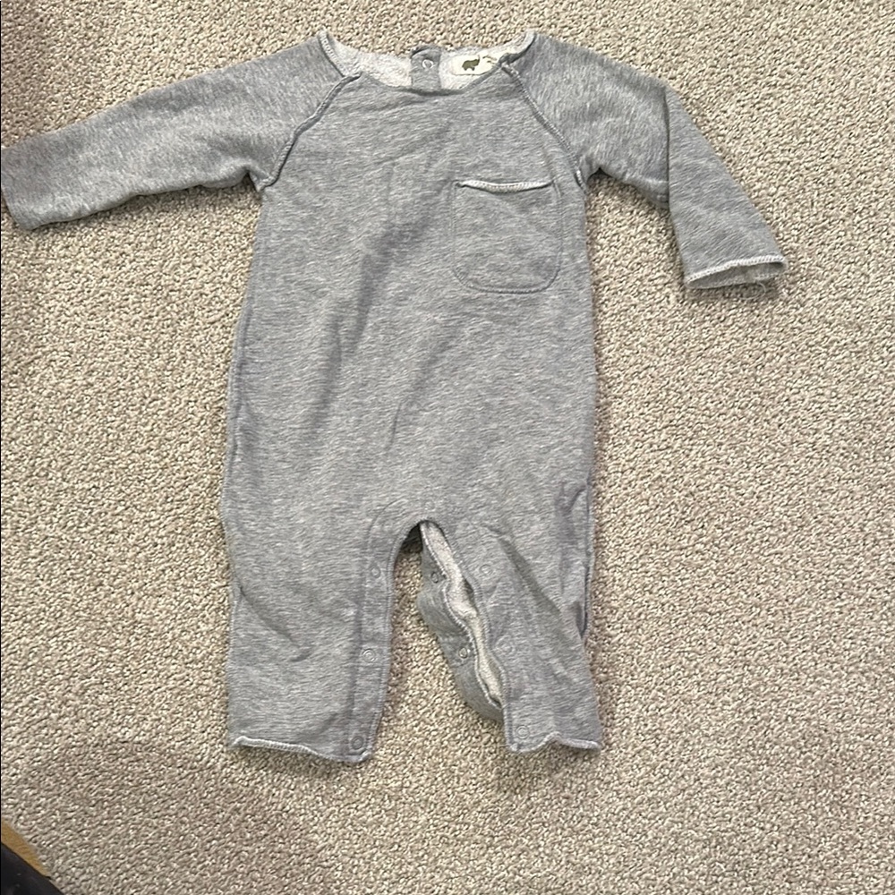 Monica + Andy Soft Gray Sweatshirt Onsie with Full-Length Coverage
